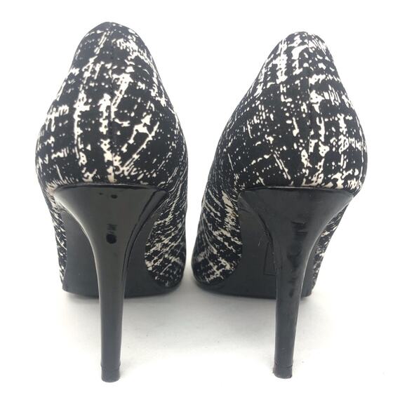 Metaphor Black White Slip On Heel Graphic Windowpane pattern 4 inch Women's 8.5M - Picture 2 of 16